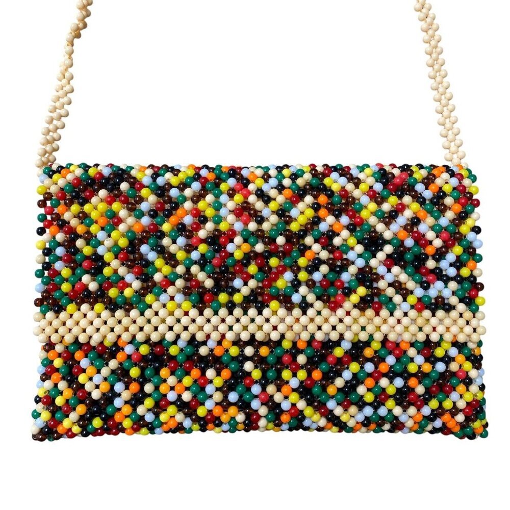 Vintage Candy Dot Crossbody Purse Bag "Caviar Beadette" Boho Hippie Colourful
